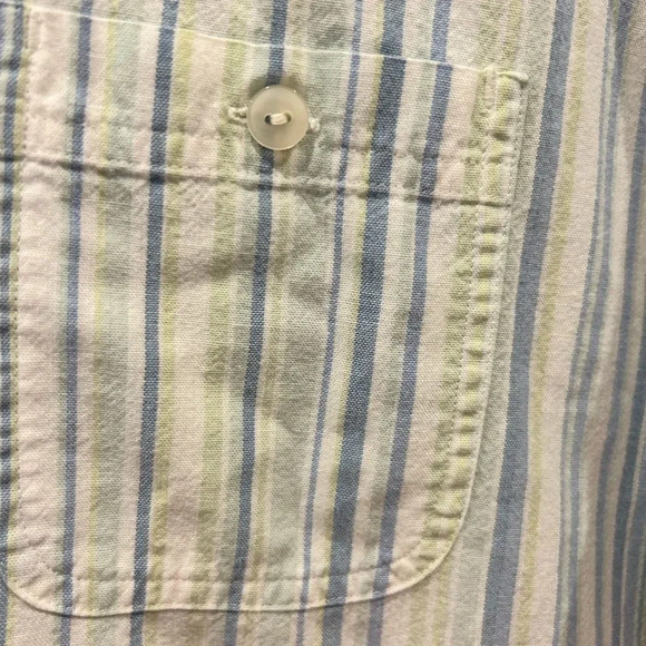Vintage LL Bean Blue Green Cotton Striped Shirt Women’s size‎ Medium Hong Kong - Picture 3 of 6